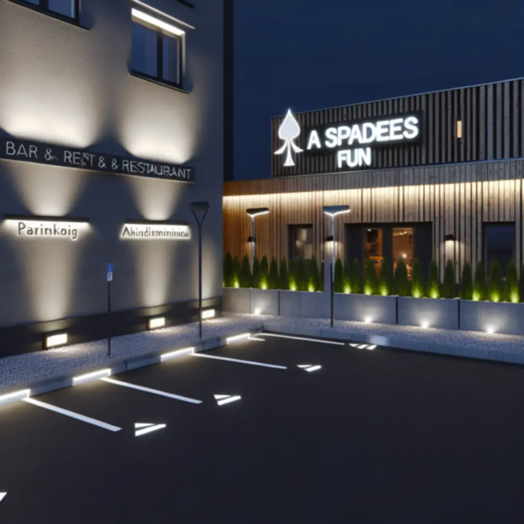 Exterior entrance of A Spades Fun bar and restaurant in Finland