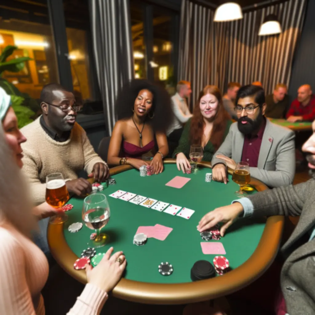 Guests playing poker at A Spades Fun during a lively evening event.