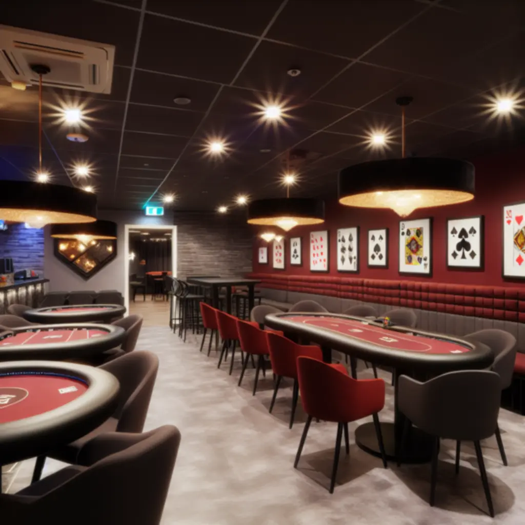 Upscale poker room interior at A Spades Fun