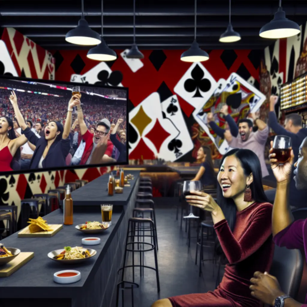 Fans watching a live sports event on big screens at A Spades Fun bar