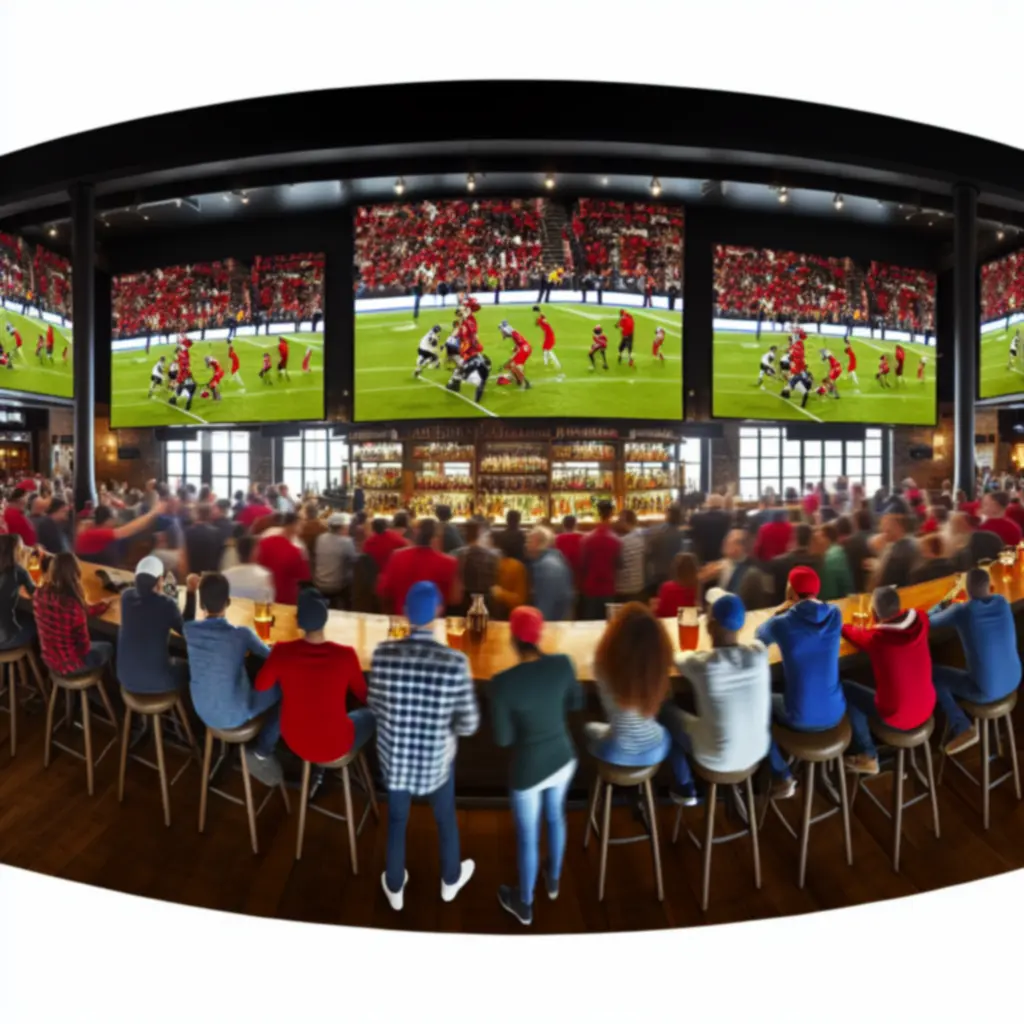 Crowd watching a live sports match on giant screens at A Spades Fun